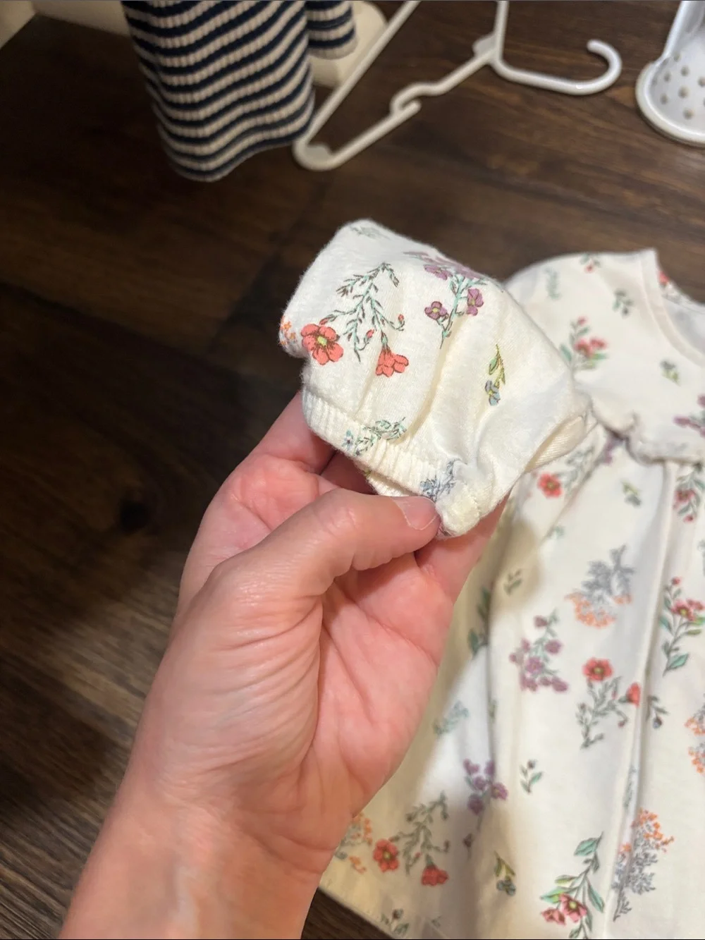 Carter's Cream Floral Top with Navy Pants Kids Matching Set